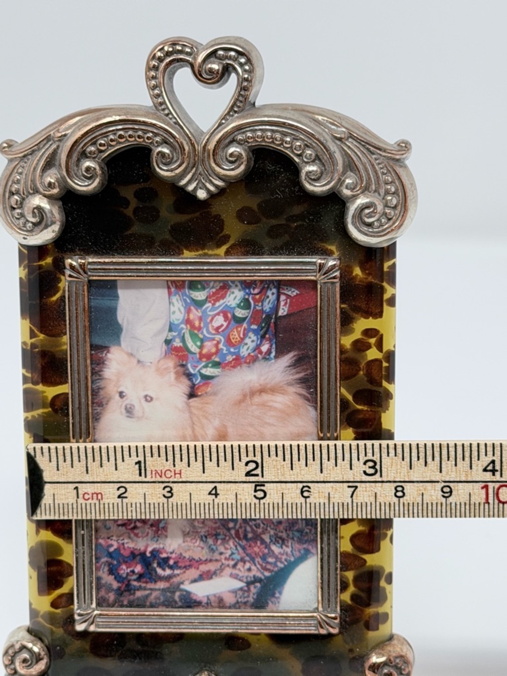 Brighton Tortoise Shell Ornate Silver Heart Scroll Easel Photo Frame - Picture 6 of 7